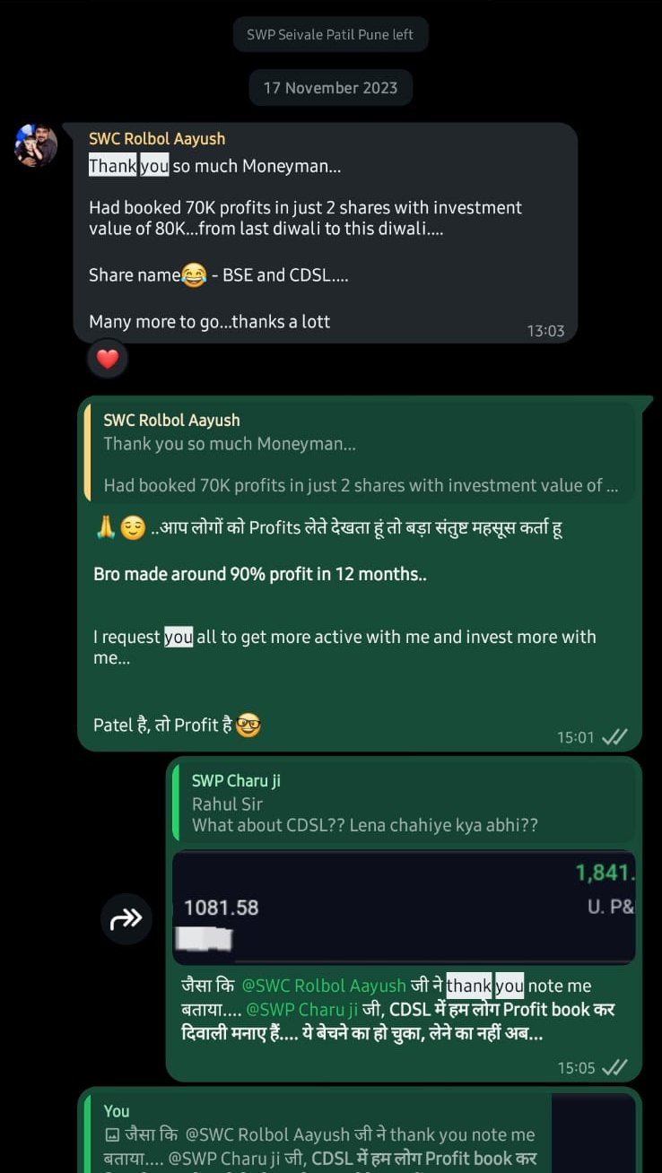 Arthshala community member sharing a result in the WhatsApp group